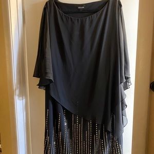 20W Black Cocktail Dress with Gold Beading